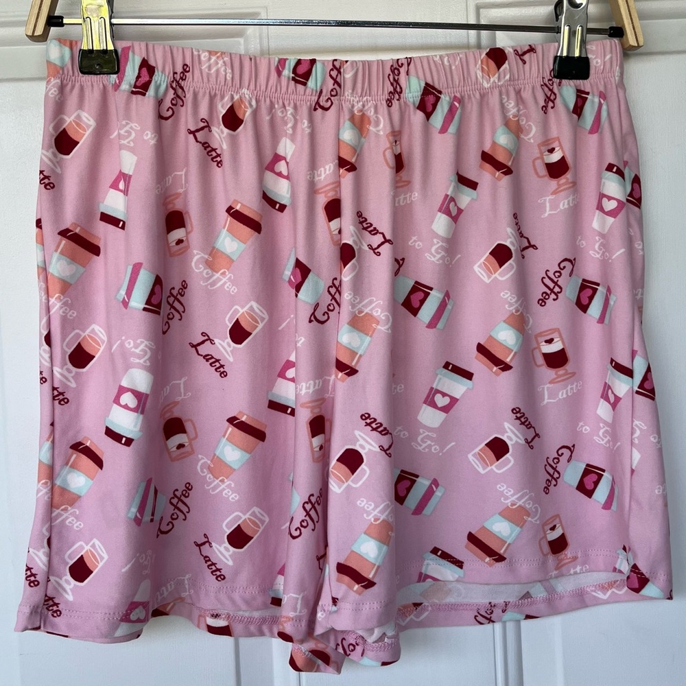 •Just Be• Super Soft Coffee Patterned Pajama/Leisure Shorts - Size Small